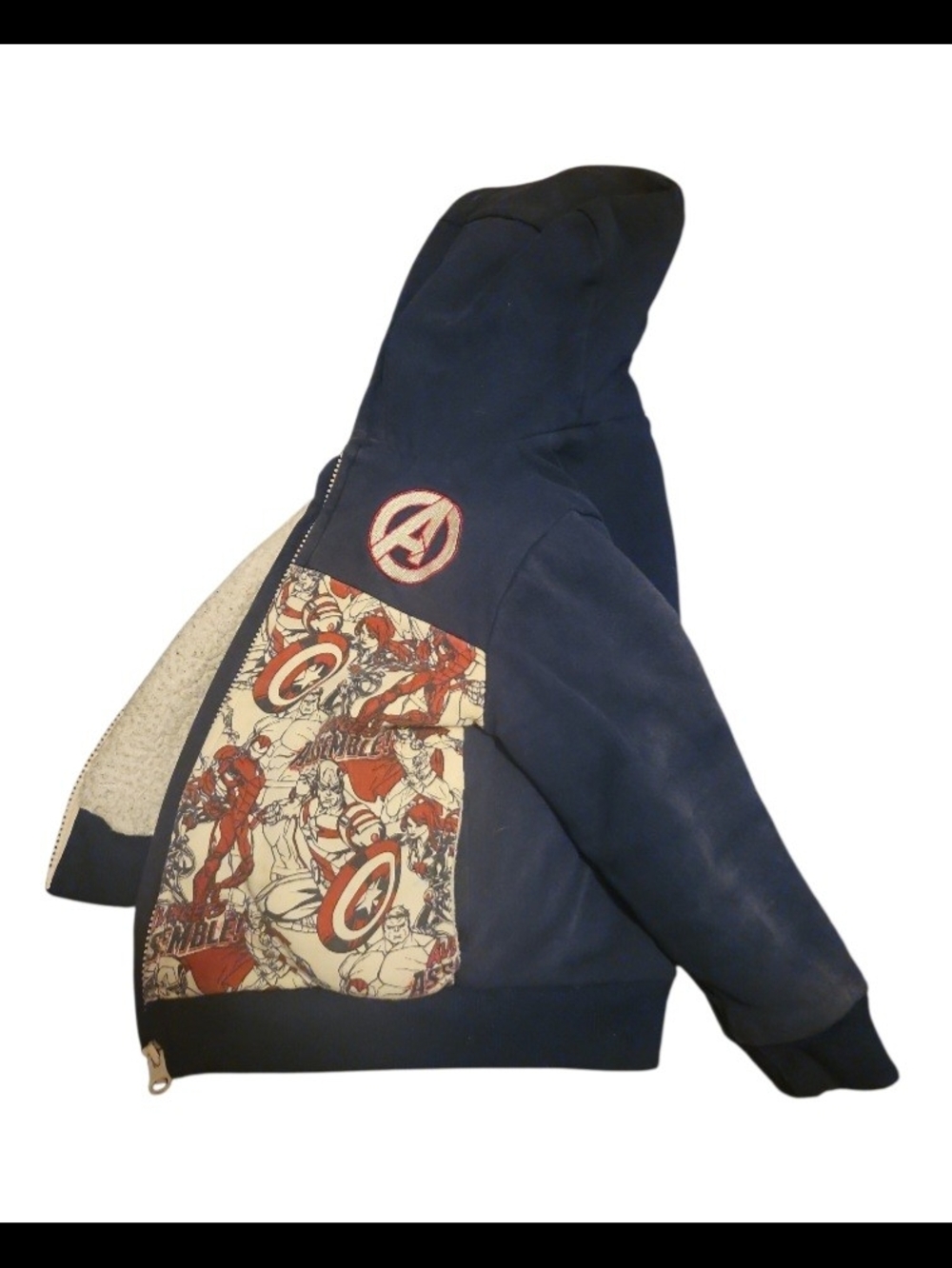 Avengers Navy Blue Kids Hoodie with Graphic Panel
